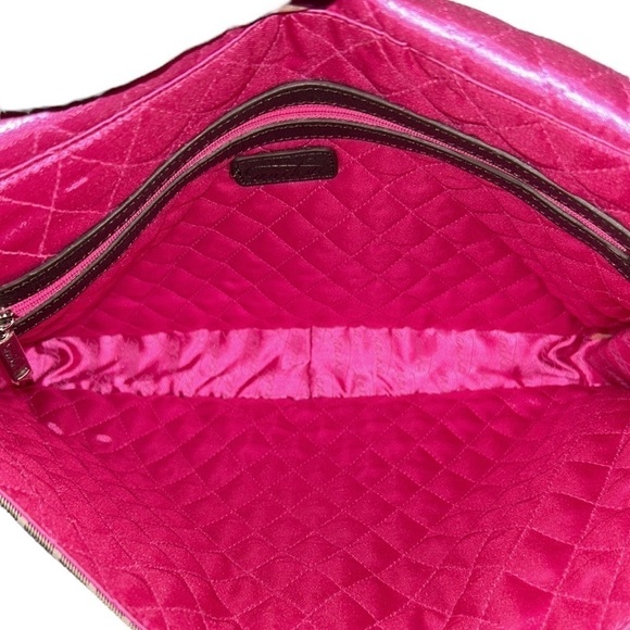 Anika Crossbody Messenger Bag in Walnut Brown with Hot Pink Quilted Lining - Picture 12 of 16